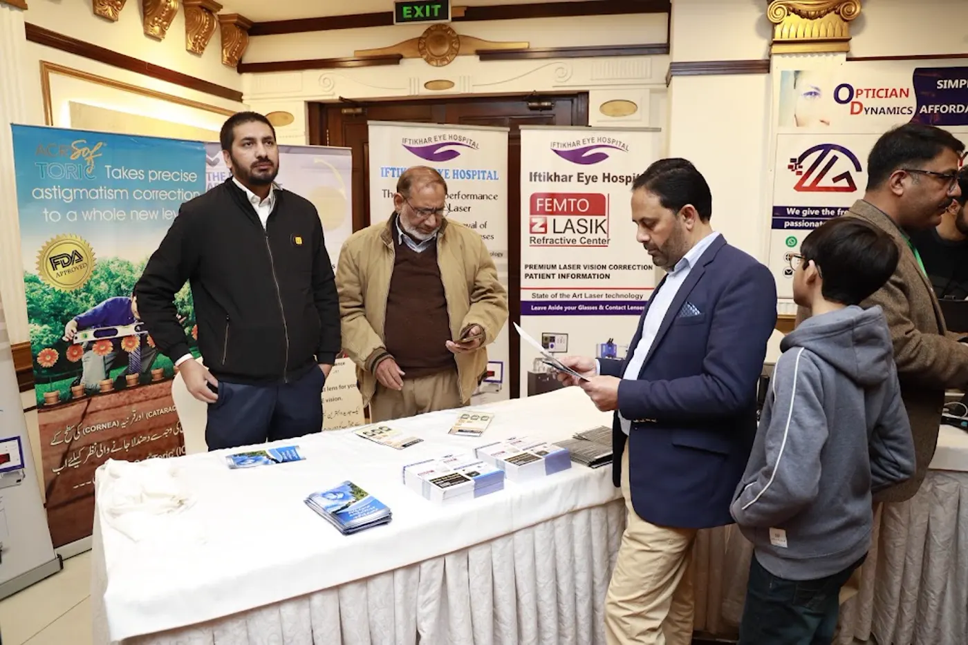Optical retailers visiting the exhibition stands at the Dispensing Opticians Association workshop, PC Hotel Rawalpindi